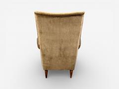 Paolo Buffa Paolo Buffa Style Wingback Lounge Chairs Fabric Wood Italy 1950s - 4531594