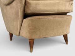 Paolo Buffa Paolo Buffa Style Wingback Lounge Chairs Fabric Wood Italy 1950s - 4531596