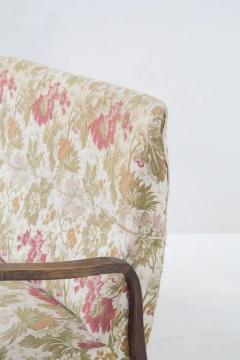 Paolo Buffa Paolo Buffa Vintage Sofa in Wood and Floral Fabric Attr  - 3659880
