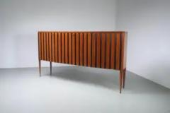 Paolo Buffa Paolo Buffa high Buffet in Wood Brass and Glass Italy 1950s - 3927854