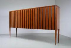 Paolo Buffa Paolo Buffa high Buffet in Wood Brass and Glass Italy 1950s - 3927855