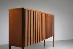 Paolo Buffa Paolo Buffa high Buffet in Wood Brass and Glass Italy 1950s - 3927910