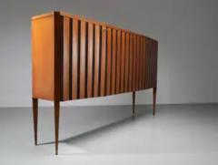 Paolo Buffa Paolo Buffa high Buffet in Wood Brass and Glass Italy 1950s - 3927914