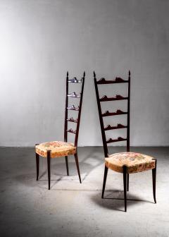 Paolo Buffa Paolo Buffa pair of mahogany Chiavari chairs Italy 1950s - 2223622