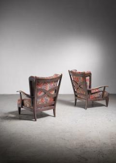 Paolo Buffa Paolo Buffa pair of oak lounge chairs Italy 1940s - 2526475