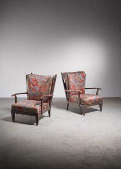 Paolo Buffa Paolo Buffa pair of oak lounge chairs Italy 1940s - 2526477