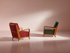 Paolo Buffa Paolo Buffa pair of walnut and fabric armchairs model 118 f - 3473070
