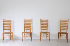 Paolo Buffa Paolo Buffa set of four splendid 1940s high back chairs in light wood - 2232326