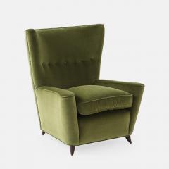 Paolo Buffa Rare Lounge Chair in Olive Velvet by Paolo Buffa - 4623724