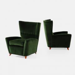 Paolo Buffa Rare Pair of Lounge Chairs in Emerald Velvet by Paolo Buffa - 3089936