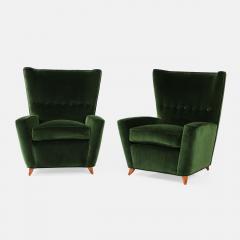 Paolo Buffa Rare Pair of Lounge Chairs in Emerald Velvet by Paolo Buffa - 3089937