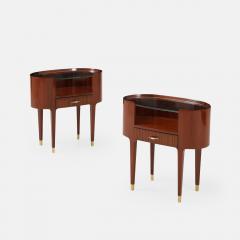 Paolo Buffa Rare Pair of Oval Mahogany and Glass Nightstands by Paolo Buffa - 4583128