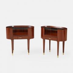 Paolo Buffa Rare Pair of Oval Mahogany and Glass Nightstands by Paolo Buffa - 4583130