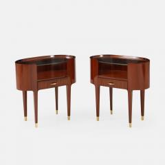 Paolo Buffa Rare Pair of Oval Mahogany and Glass Nightstands by Paolo Buffa - 4583131