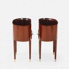 Paolo Buffa Rare Pair of Oval Mahogany and Glass Nightstands by Paolo Buffa - 4583132