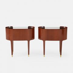 Paolo Buffa Rare Pair of Oval Mahogany and Glass Nightstands by Paolo Buffa - 4583133