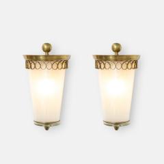 Paolo Buffa Rare Pair of Sconces in Opaline Glass and Brass Attributed to Paolo Buffa - 2467590