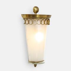 Paolo Buffa Rare Pair of Sconces in Opaline Glass and Brass Attributed to Paolo Buffa - 2467593