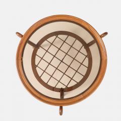 Paolo Buffa Round Two Tiered Cherry Coffee Table with Smoked Glass Top by Paolo Buffa - 4626600