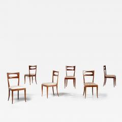 Paolo Buffa Set of six elegant dining chairs in walnut with nice carved back - 3144526