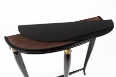 Paolo Buffa Small Italian Mid Century Ebonized Demilune Console By Paolo Buffa - 4334146