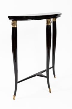 Paolo Buffa Small Italian Mid Century Ebonized Demilune Console By Paolo Buffa - 4334147