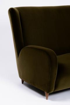 Paolo Buffa Two Seater Green Velvet Sofa by Paolo Buffa for the Hotel Bristol Italy c 1950 - 3676416