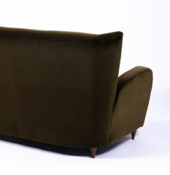 Paolo Buffa Two Seater Green Velvet Sofa by Paolo Buffa for the Hotel Bristol Italy c 1950 - 3676422