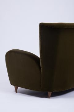 Paolo Buffa Two Seater Green Velvet Sofa by Paolo Buffa for the Hotel Bristol Italy c 1950 - 3676426