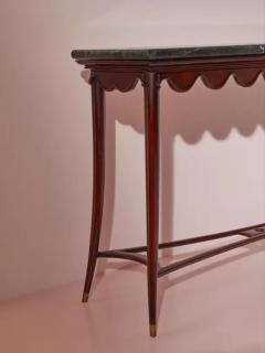 Paolo Buffa Wood and Brass Console with Green Marble Top Italian Manufacture 1950s - 3791679