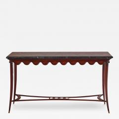 Paolo Buffa Wood and Brass Console with Green Marble Top Italian Manufacture 1950s - 3794859