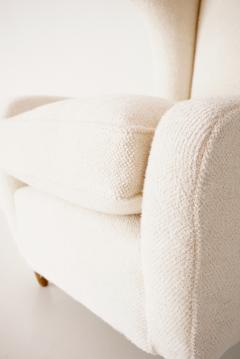 Paolo Buffa pair of Paolo Buffa white bouclette high wingback Bergere armchairs 1950 - 3139143