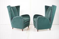 Paolo Buffa pair of green velvet Paolo Buffa armchairs 1950 - 3374542