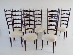 Paolo Buffa set of 8 ebonized velvet high back Chiavari dining chairs by Paolo Buffa 1950 - 1948595