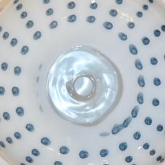 Paolo Crepax Paolo Crepax Italian White Murano Glass Modern Vase with Aqua Blue Dot Murrine - 1112058