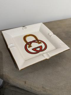 Paolo Gucci Gucci Ceramic Ashtray with Interlocking GG and Horsebit Motif Italy 1980s - 4229386