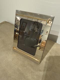 Paolo Gucci Large Italian Picture Frame with Gucci Brass Stirrup Motif 1970s - 4229341