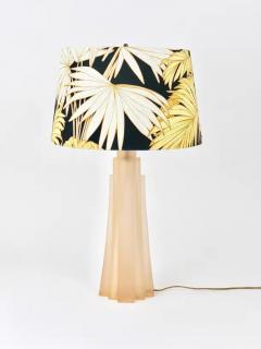 Paolo Gucci Paolo Gucci Art Deco Skyscraper Table Lamp Lucite Brass Velvet Italy 1980s - 4062852