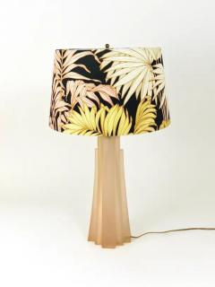Paolo Gucci Paolo Gucci Art Deco Skyscraper Table Lamp Lucite Brass Velvet Italy 1980s - 4062853