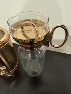 Paolo Gucci Rare Gucci Brass Glass Pitcher Set with Ice Bucket Italy 1970s - 4229437
