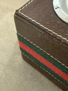 Paolo Gucci Rare Gucci Table Lighter in Leather Cube Italy 1980s - 4229424