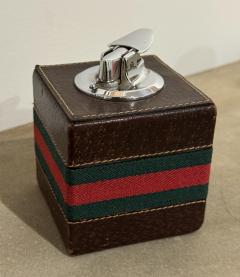 Paolo Gucci Rare Gucci Table Lighter in Leather Cube Italy 1980s - 4229425