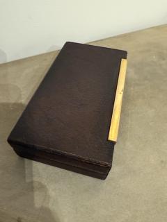 Paolo Gucci Vintage Gucci Leather Box with Brass and Wood Handle Italy 1980s - 4229418