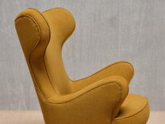 Paolo Malchiodi Paolo Malchiodi Wingback Chair in Yellow Ochre Fabric and Walnut Italy 1940s - 4004035