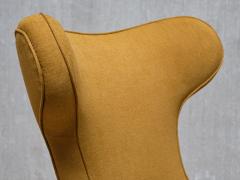 Paolo Malchiodi Paolo Malchiodi Wingback Chair in Yellow Ochre Fabric and Walnut Italy 1940s - 4004037