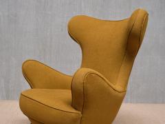 Paolo Malchiodi Paolo Malchiodi Wingback Chair in Yellow Ochre Fabric and Walnut Italy 1940s - 4004038