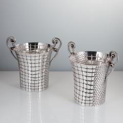 Paolo Scavia Mid 20th Century Silver Champagne Cooler Pair by Paolo Scavia Italy 1945 1950 - 3224824