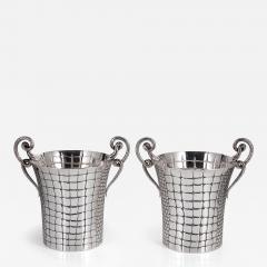 Paolo Scavia Mid 20th Century Silver Champagne Cooler Pair by Paolo Scavia Italy 1945 1950 - 3225626