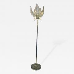 Paolo Venini Magnificent Venini Gold Dusted Murano Glass Leaf Floor Lamp - 427462