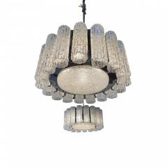 Paolo Venini Pair Italian Modern Polished Nickel and Hand Blown Glass Chandeliers Venini - 4272687